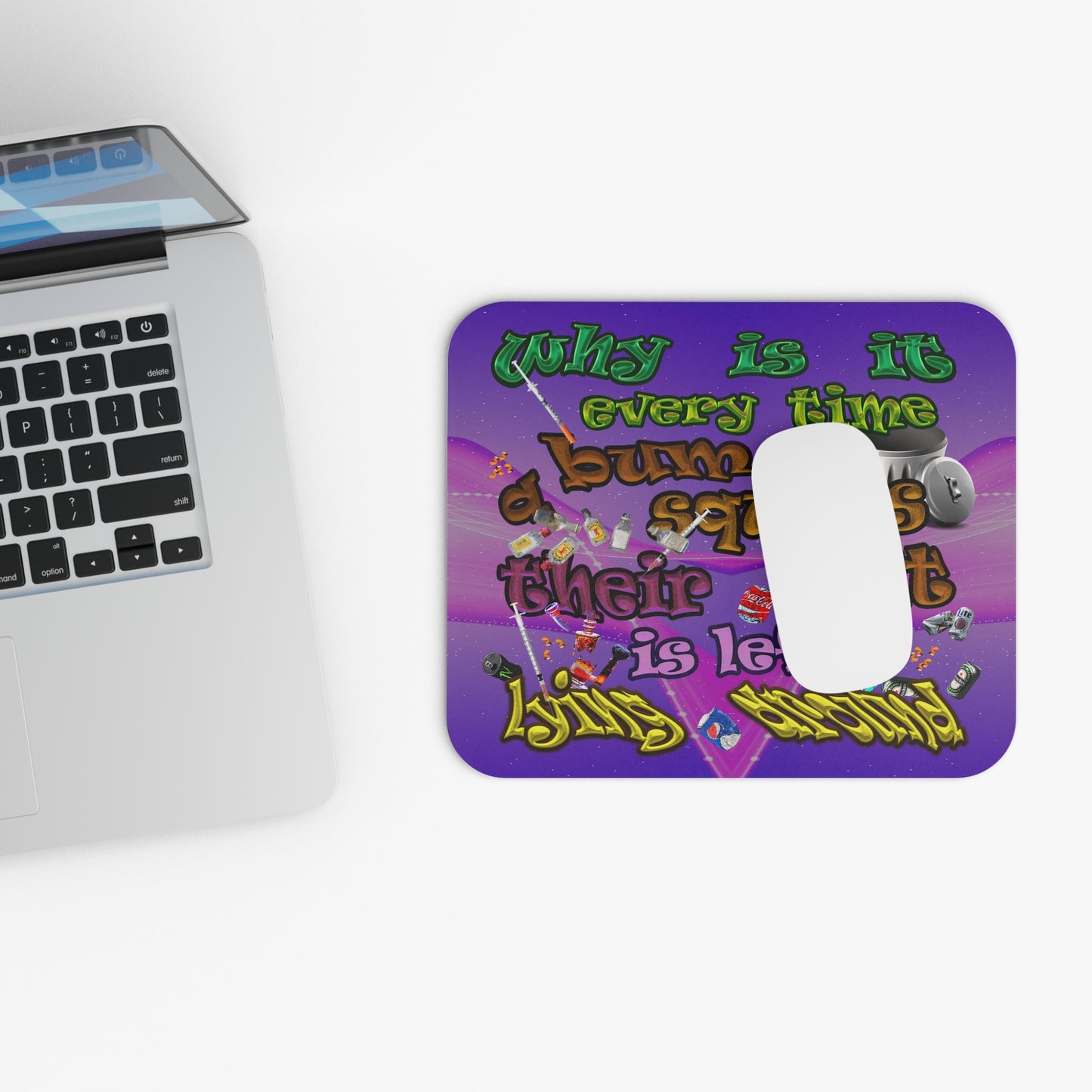 the bum's shit - Mouse Pad (Rectangle) (purple-pink wave)