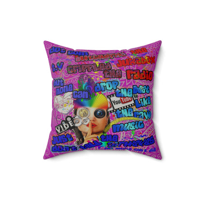 drop the beat - Faux Suede Square Pillow - (pink swirl)