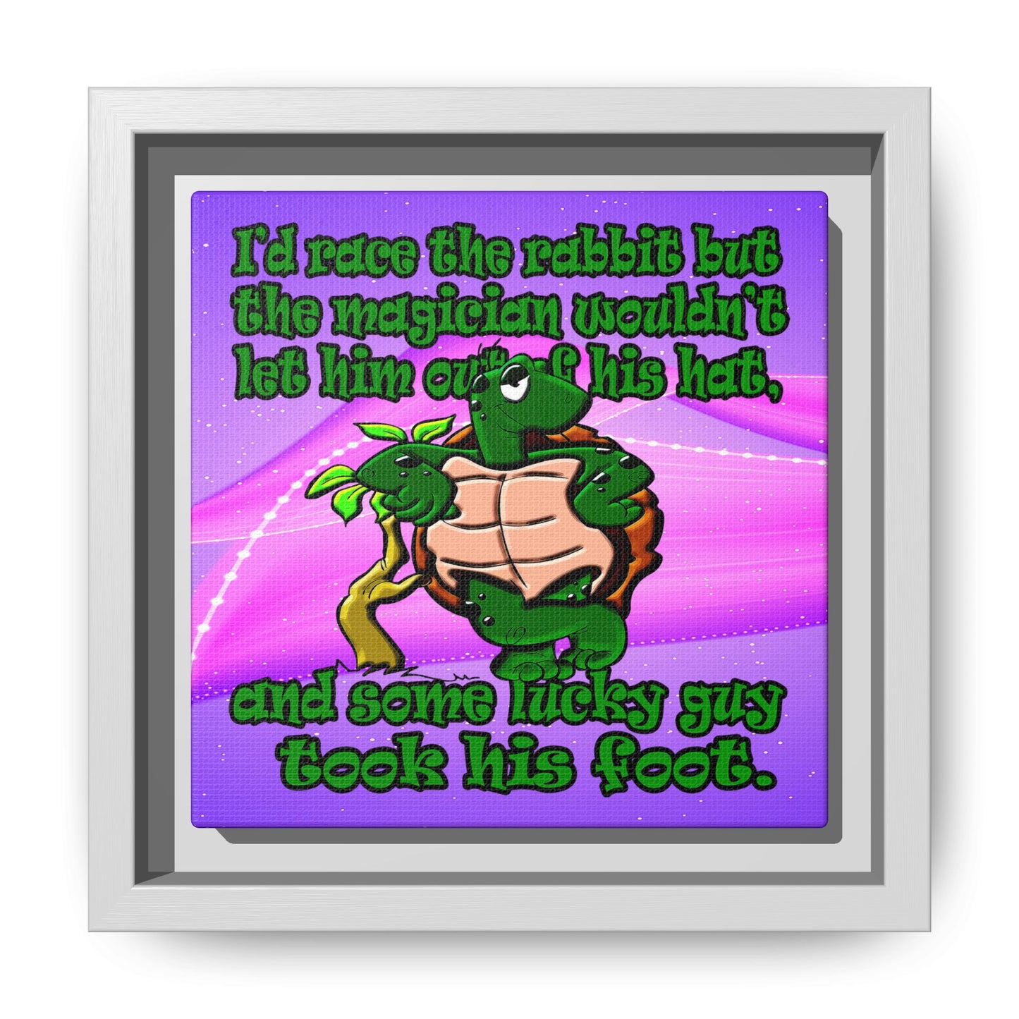 turtle race - framed canvas art (purple-pink wave)