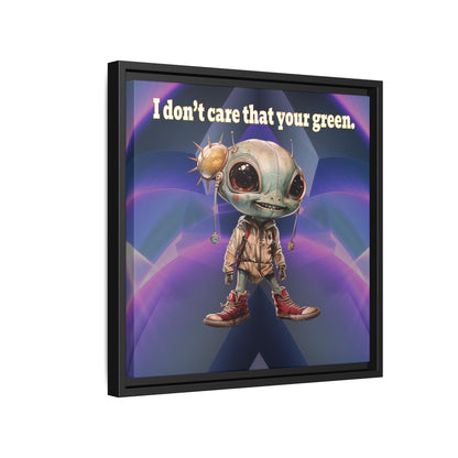 I don't care that your green - framed canvas art (grey-pink wave)