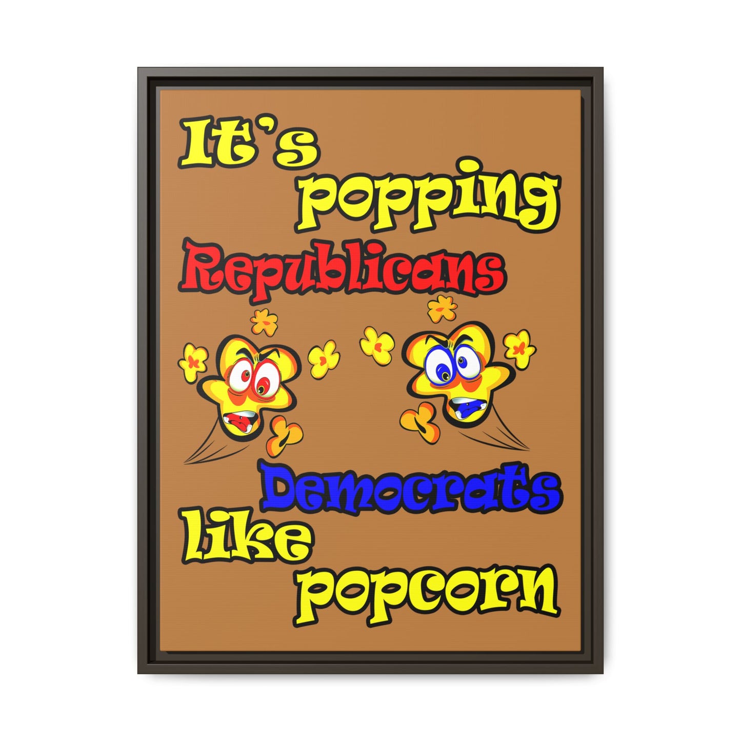 popping like popcorn - framed canvas art (light brown)