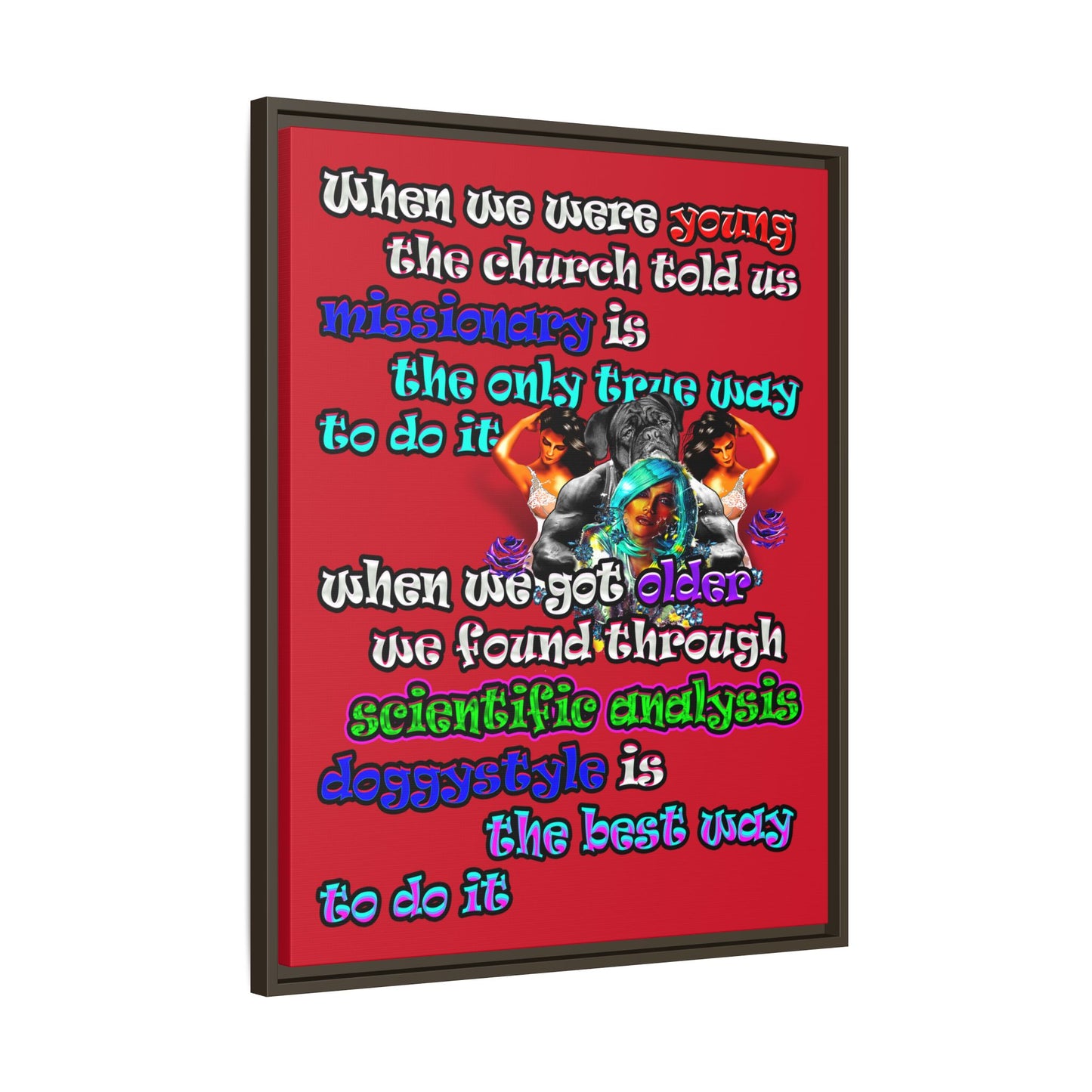 doggystyle - framed canvas art (dark red)