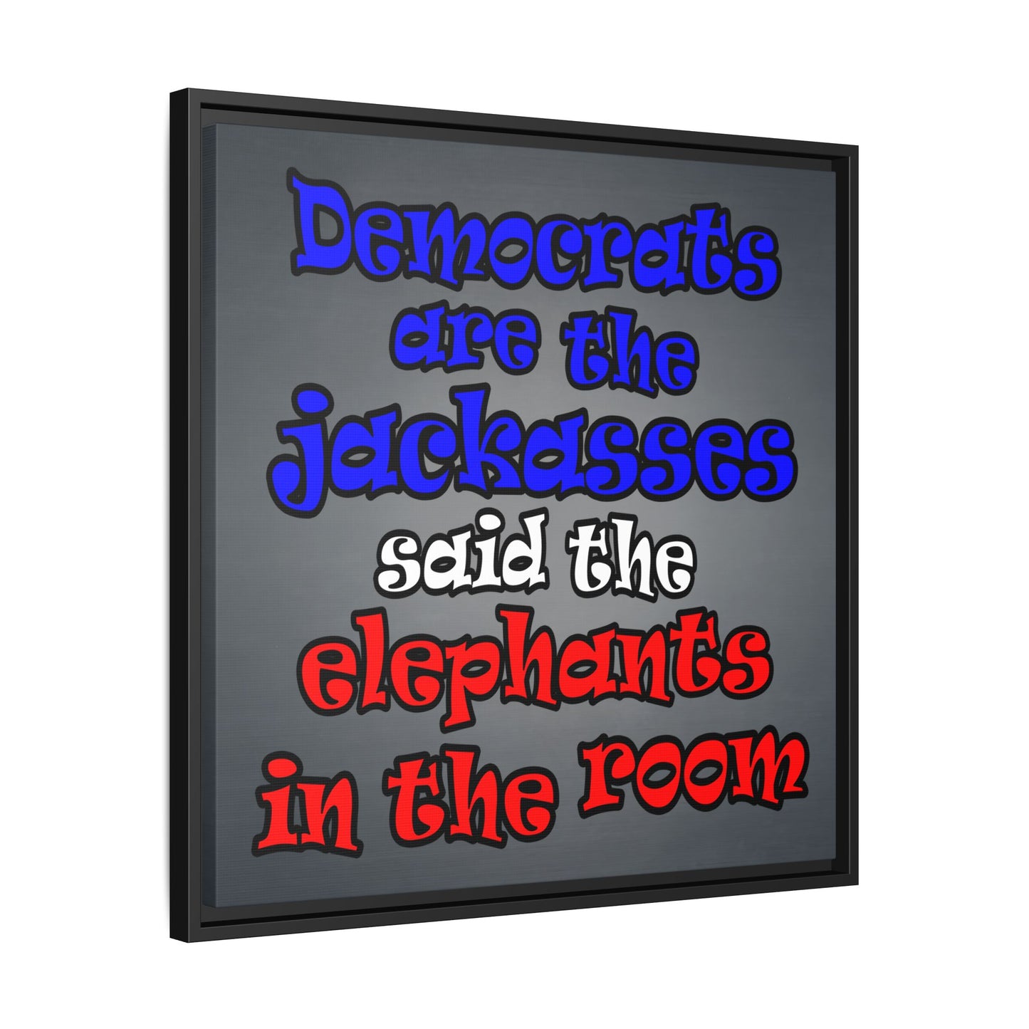 donkeys and elephants - framed canvas art (grey-light grey)
