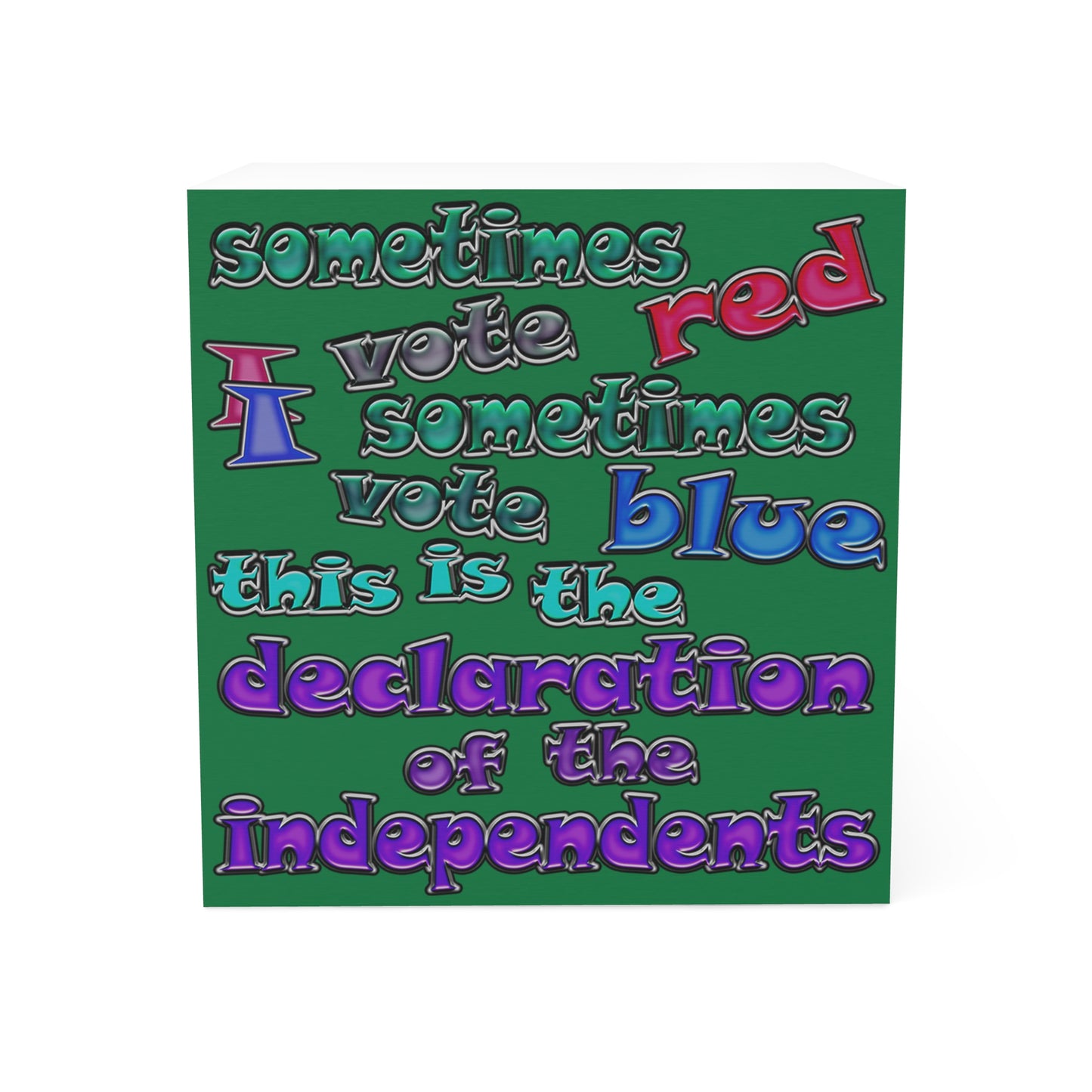 declaration of the independents - note cube (dark green)