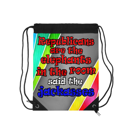 donkeys and elephants - Drawstring Bag (rainbow split)