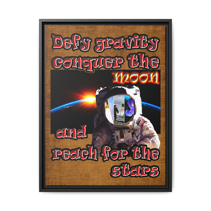 defy conquer reach - framed canvas art (brown papyrus)