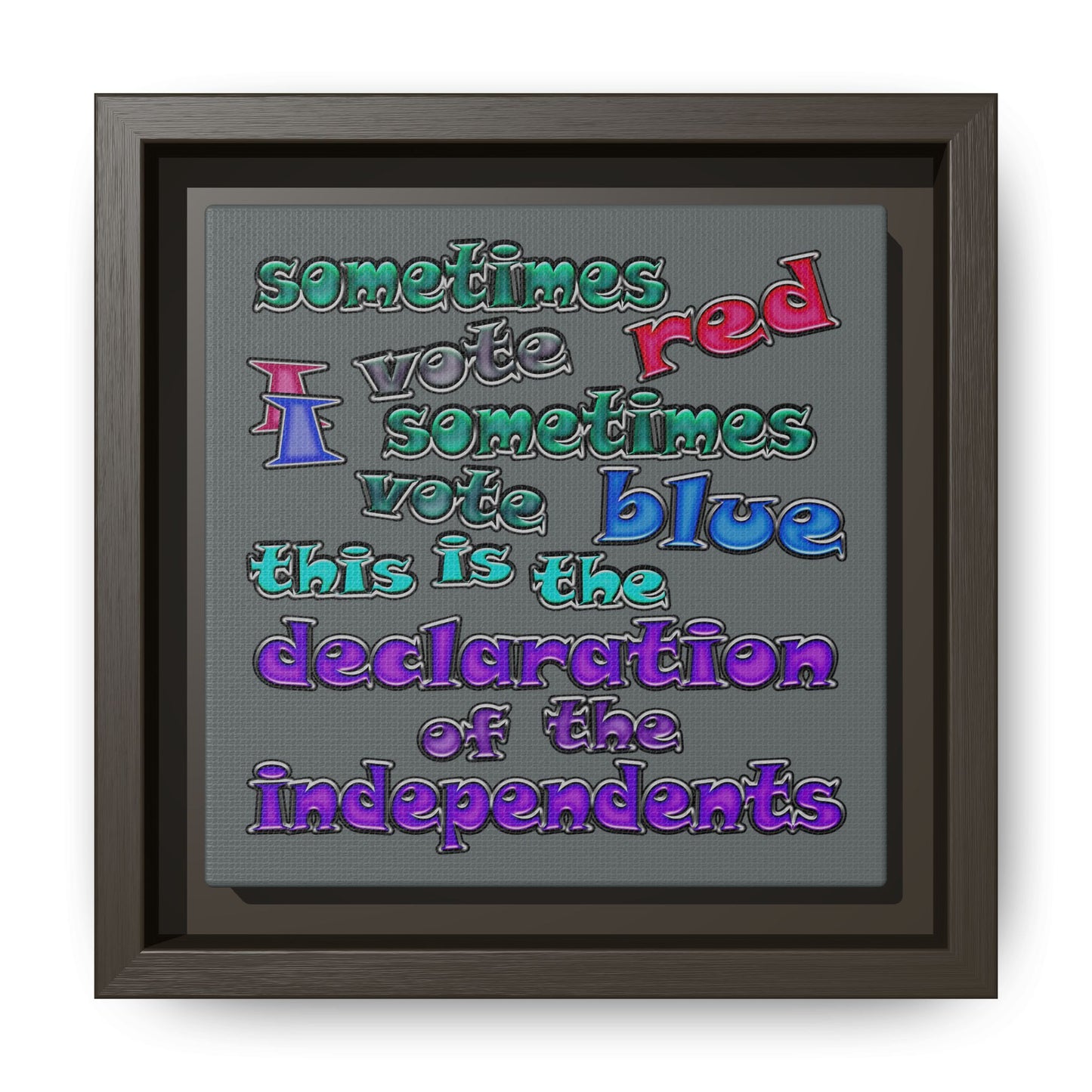 declaration of the independents - framed canvas art (dark grey)