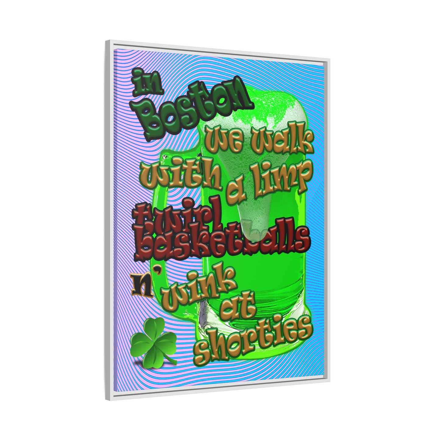 celtics logo - framed canvas art (light blue-purple wave)