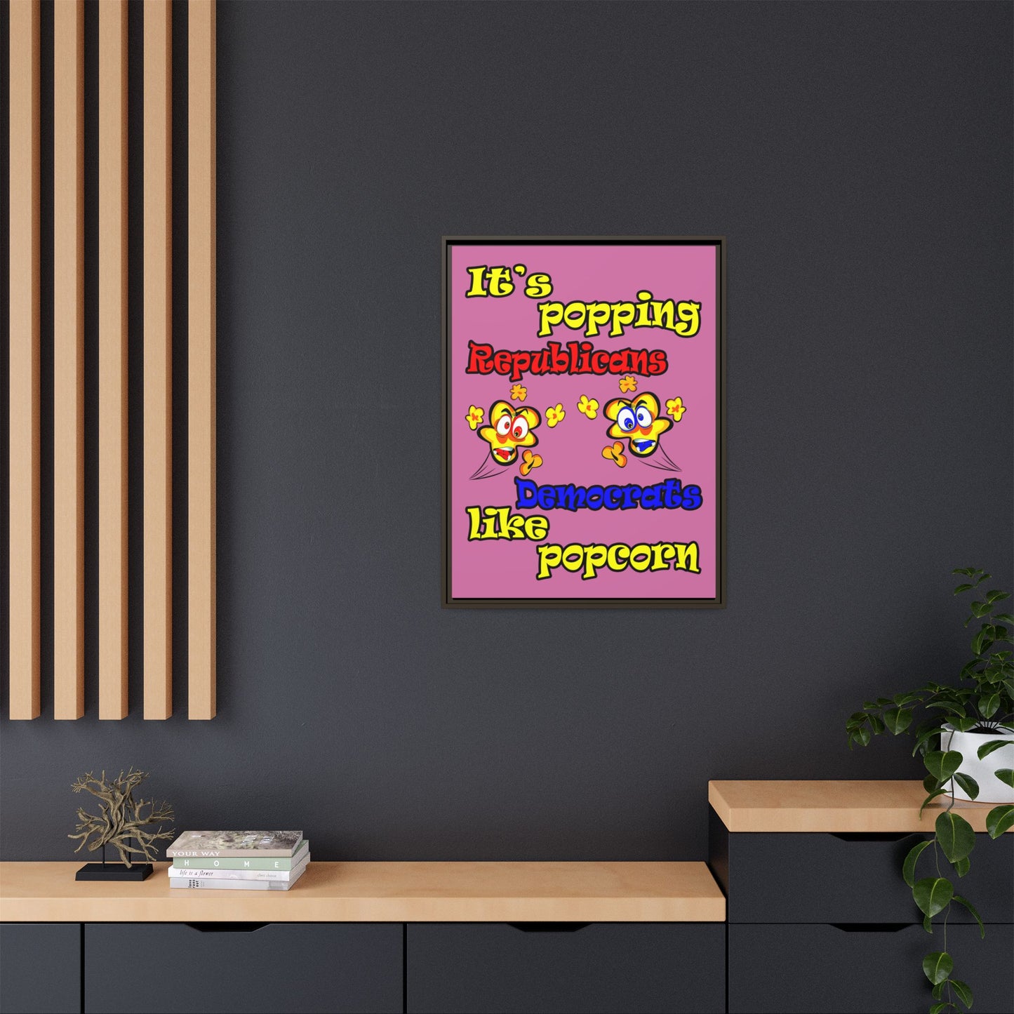 popping like popcorn - framed canvas art (light pink)