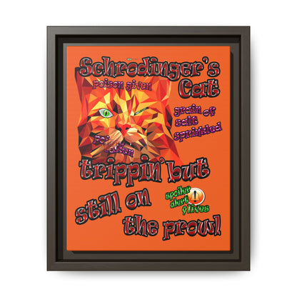 schrodinger's cat - framed canvas art (orange)