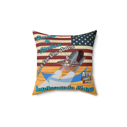 shoot for the stars - Faux Suede Square Pillow - (butterscotch wood finish)