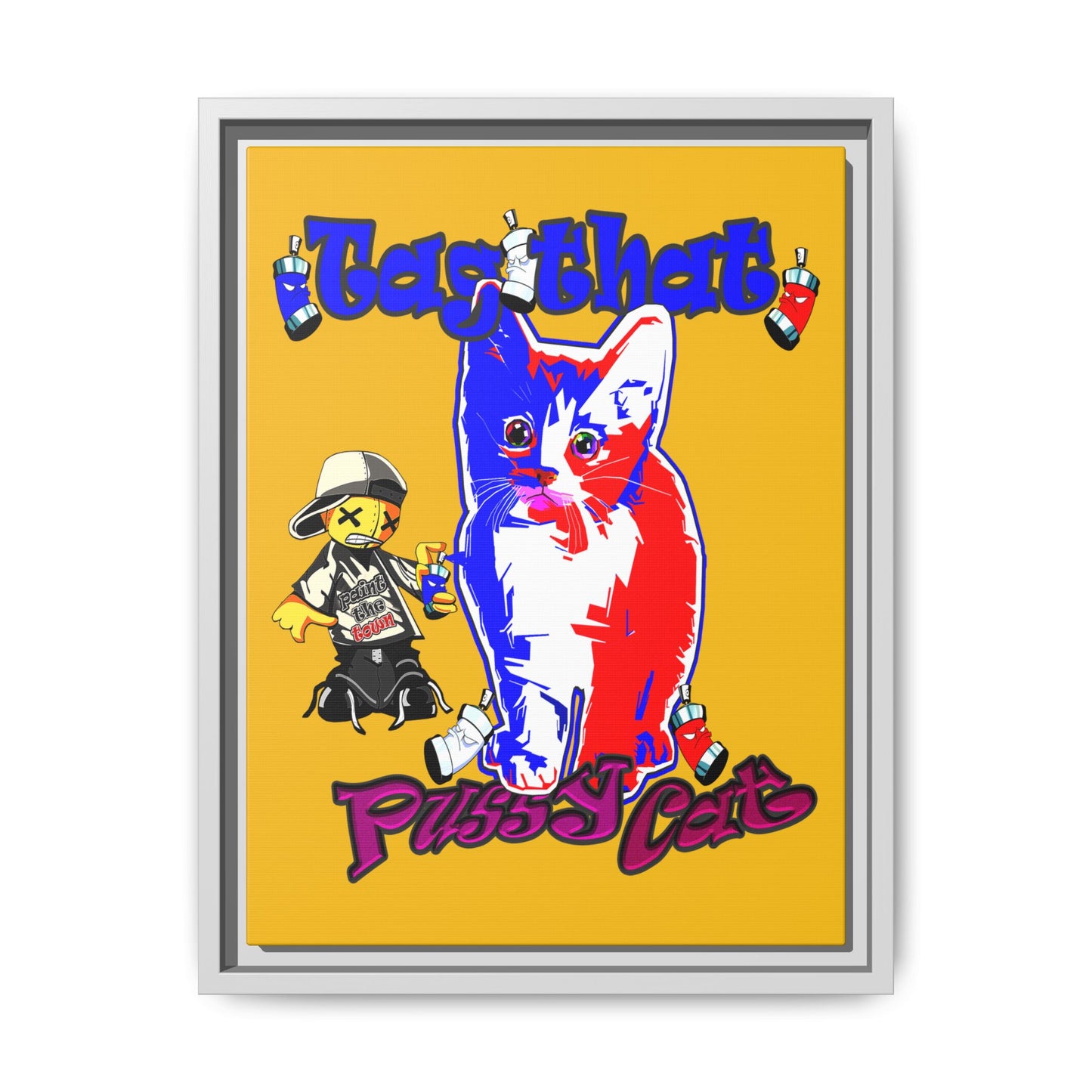 tag that - framed canvas art (yellow)