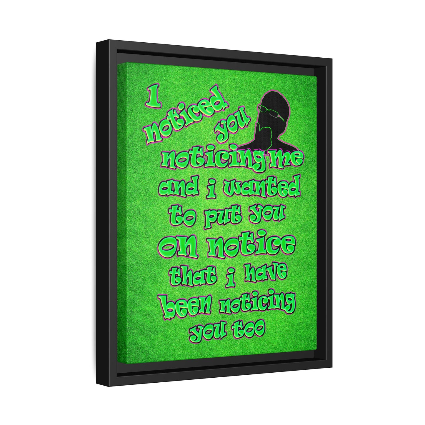 noticed you noticing - framed canvas art (green turf)