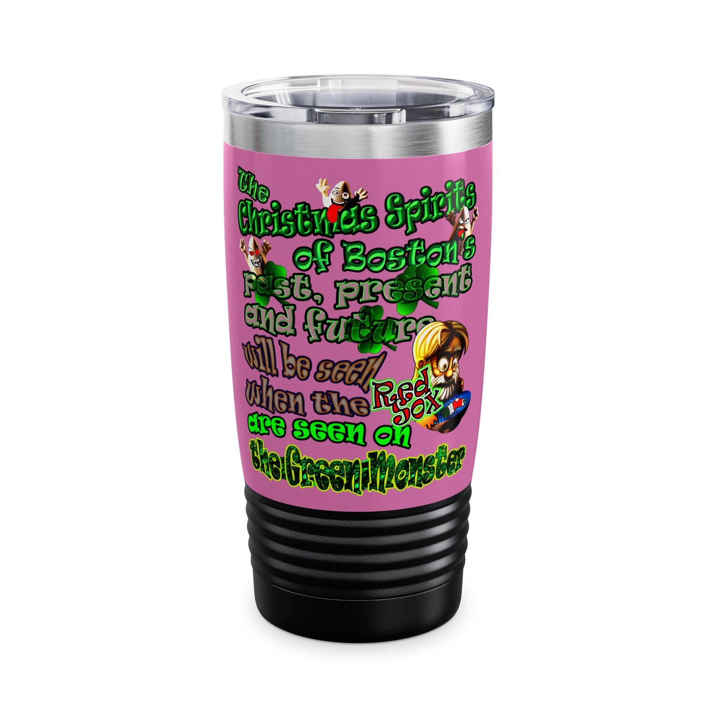 christmas spirits of boston - Ringneck Tumbler, 20oz (light pink)