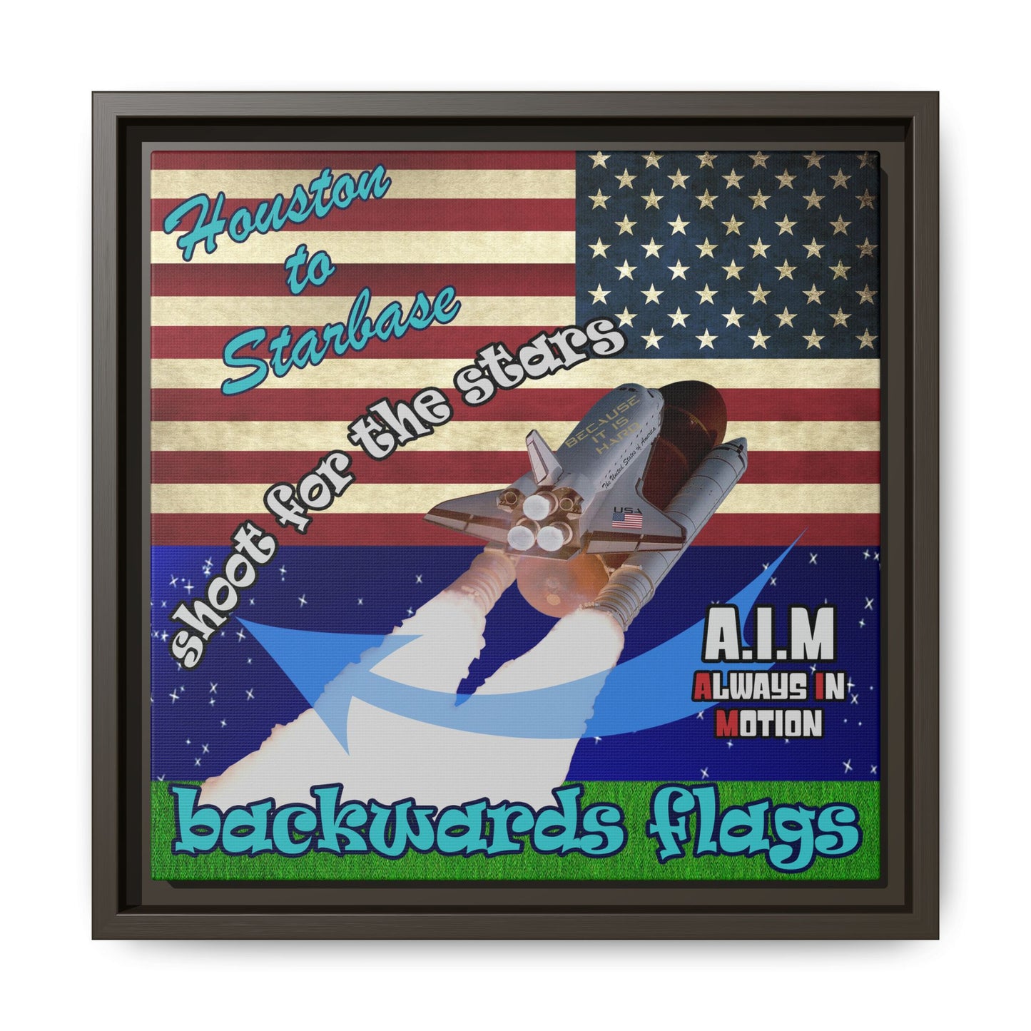 shoot for the stars - framed canvas art ('snoops' background)