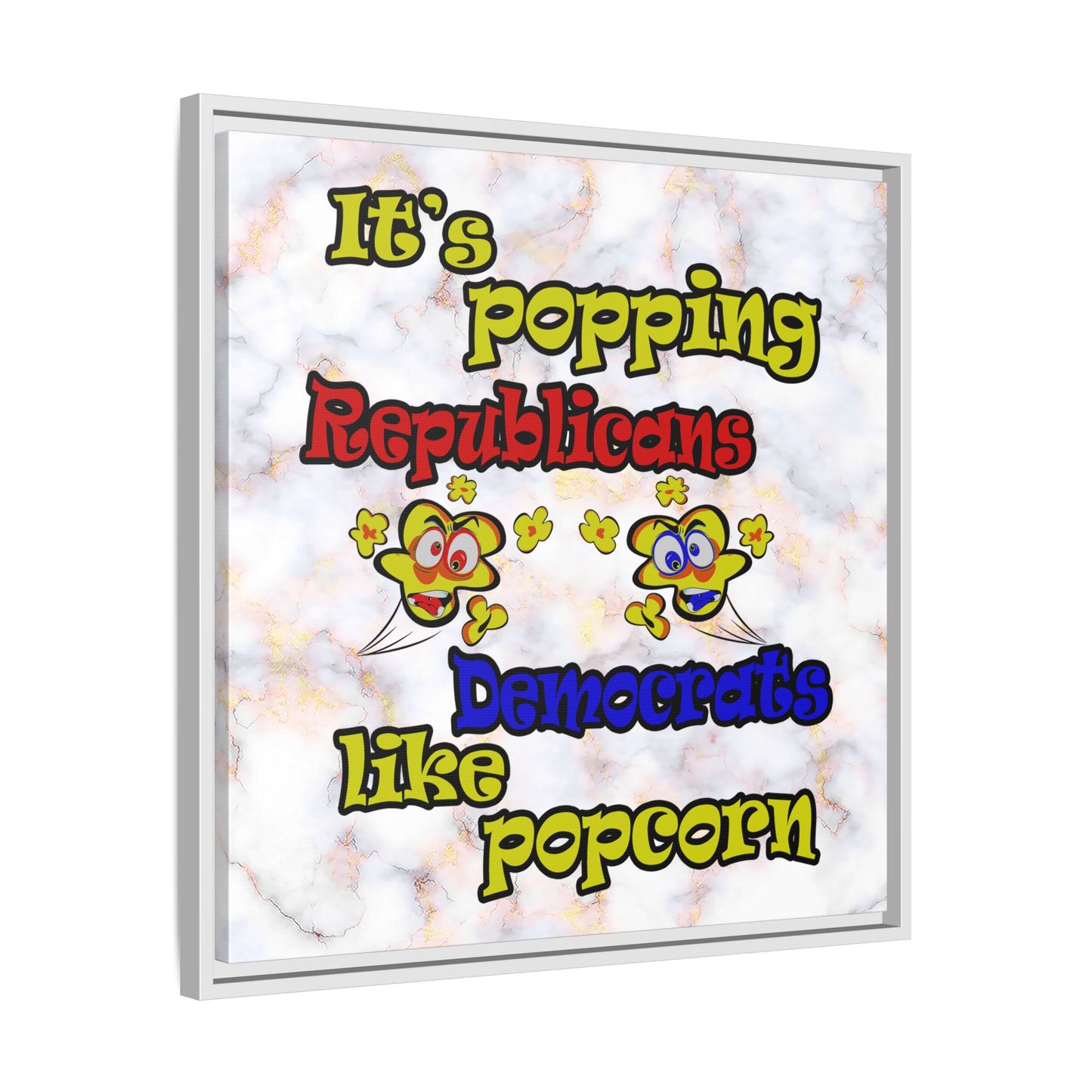 popping like popcorn - framed canvas art (white marble)