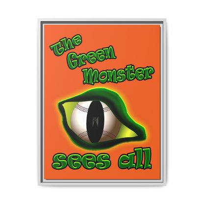 green monster - framed canvas art (orange)