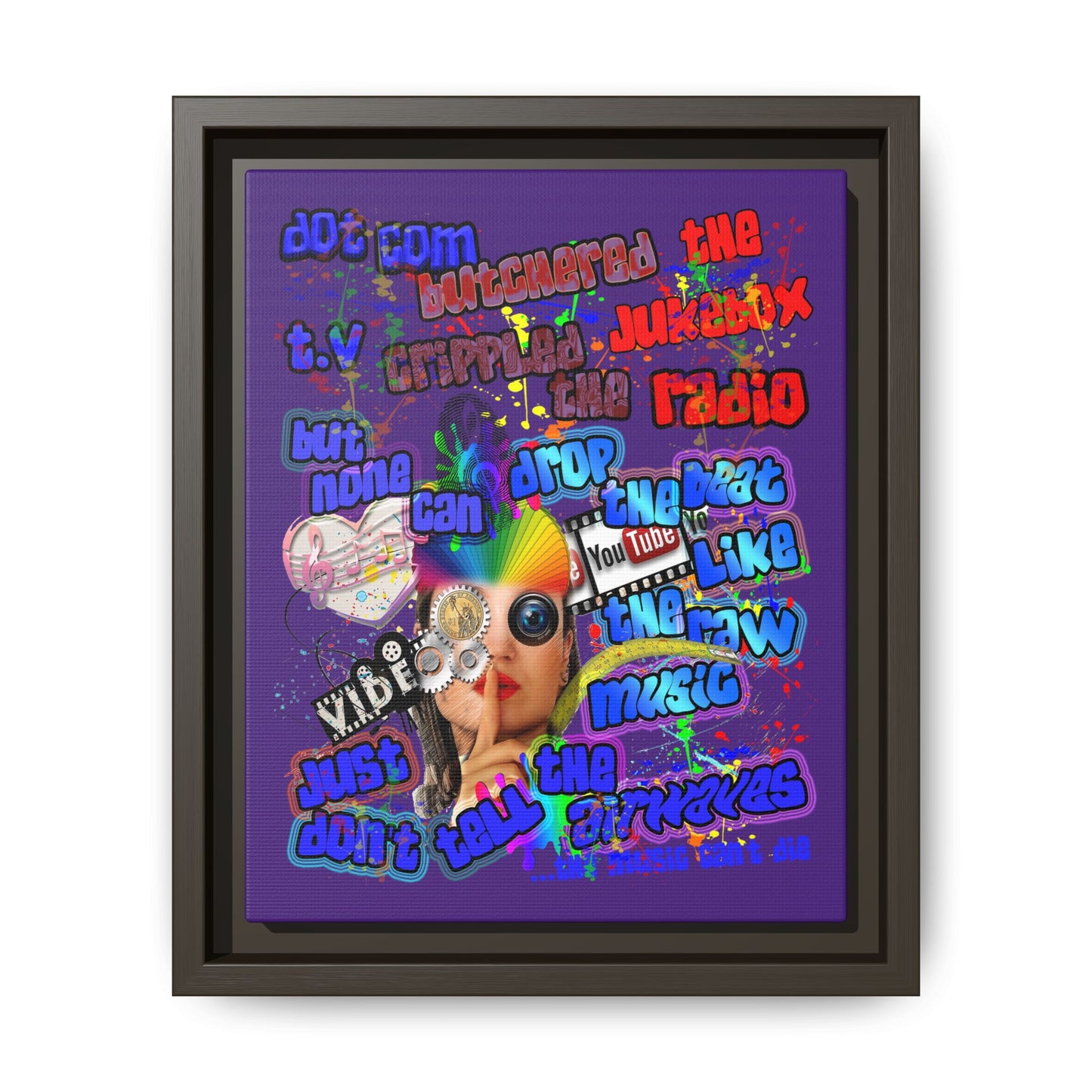 drop the beat - framed canvas art (purple)