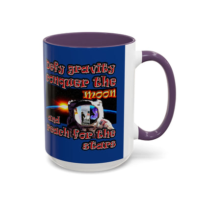 defy conquer reach - Accent Mug (dark blue)