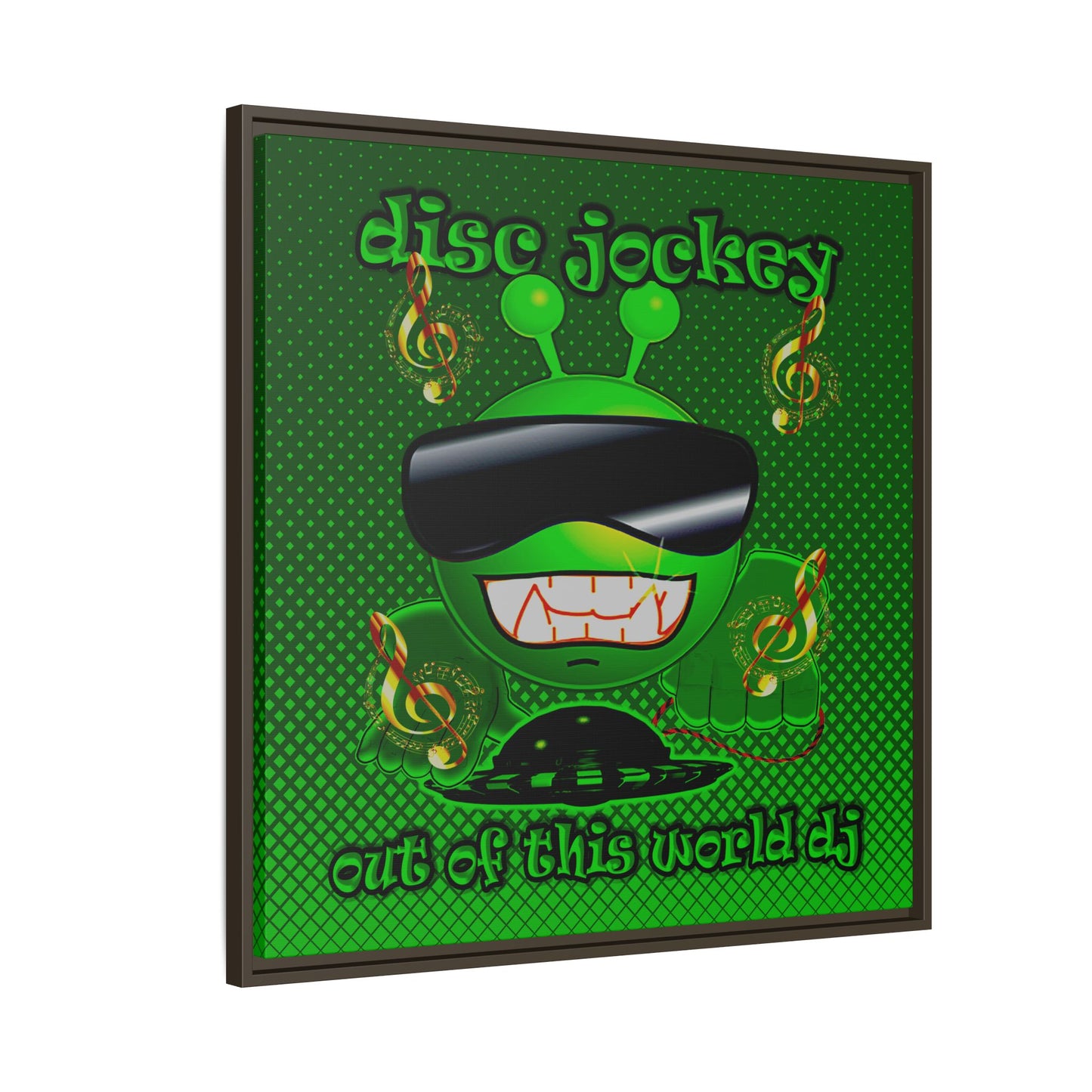 disc jockey - framed canvas art (logo green)