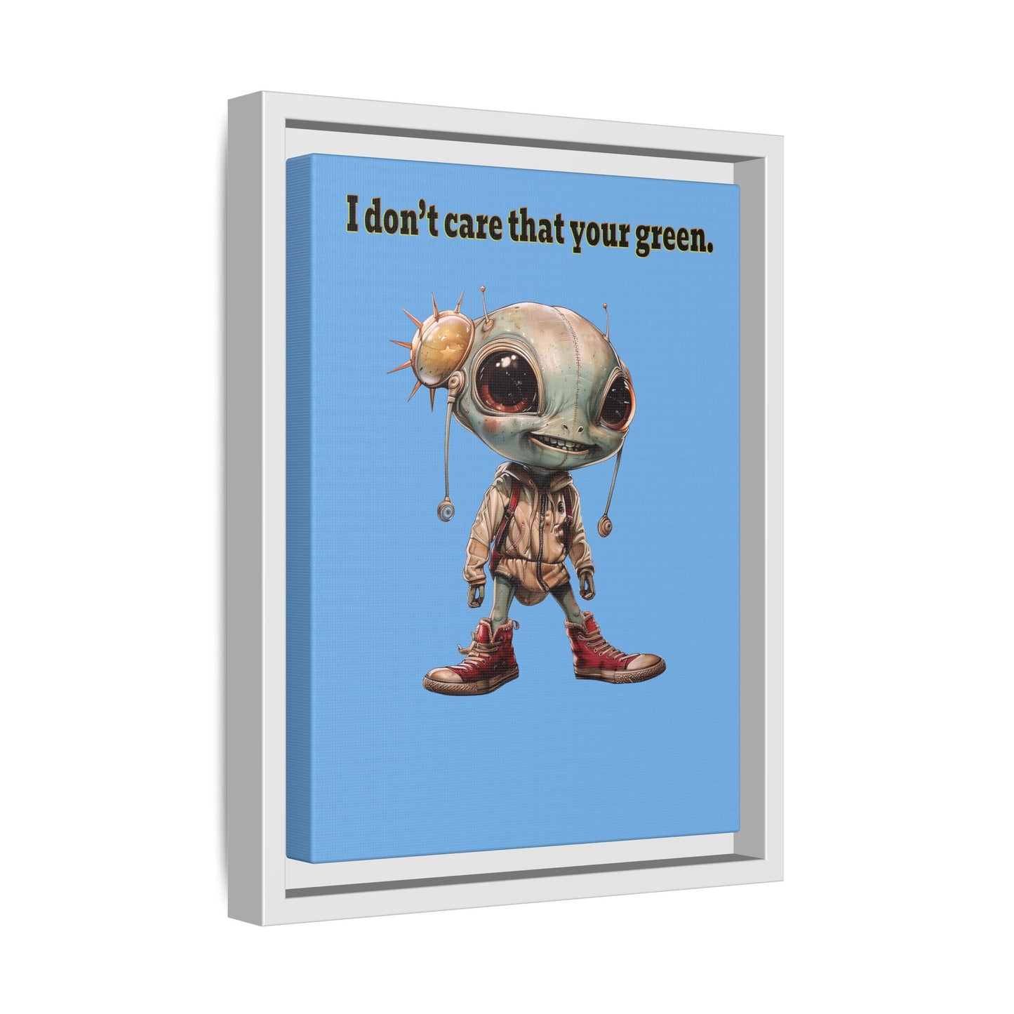 I don't care that your green - framed canvas art (light blue)
