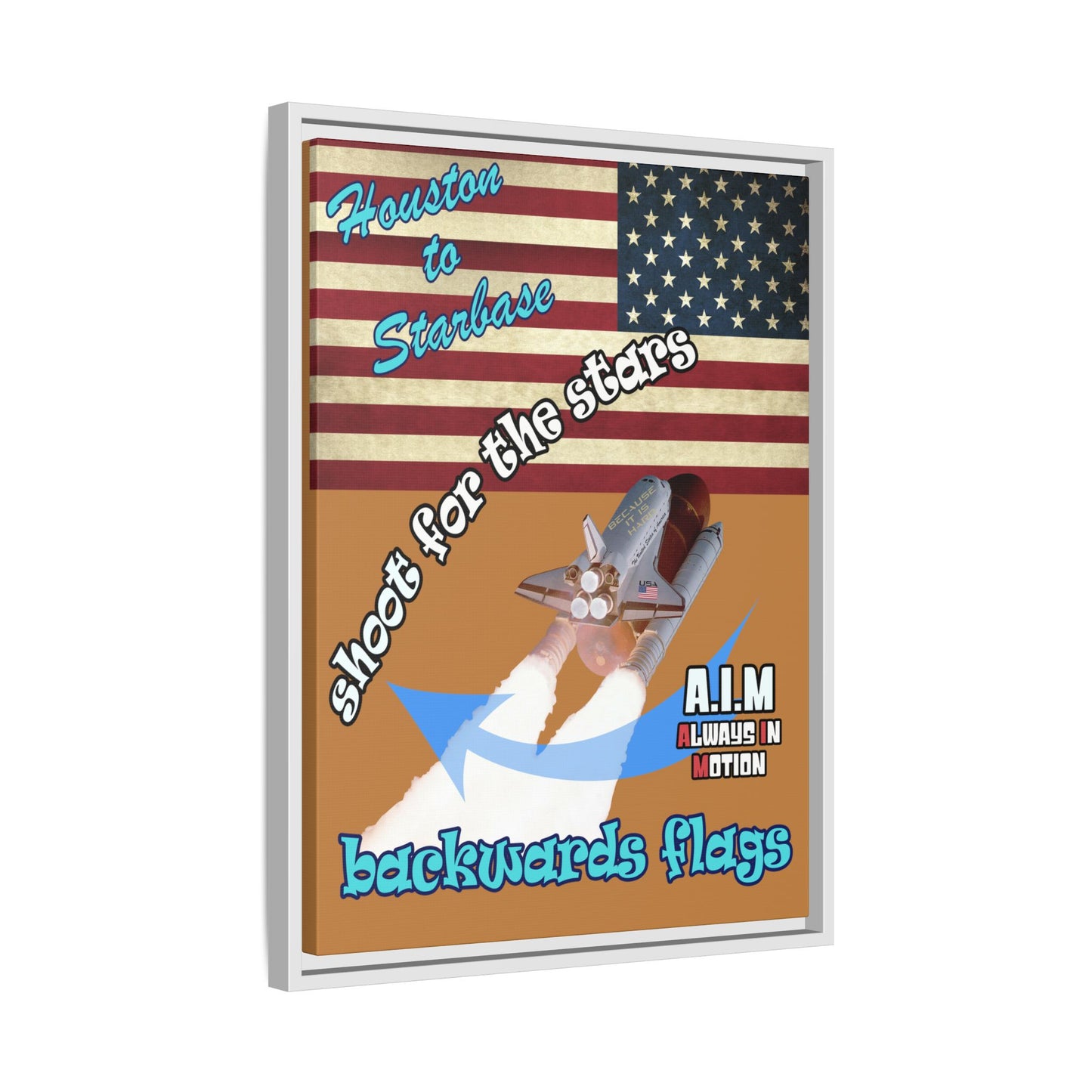 shoot for the stars - framed canvas art (light brown)