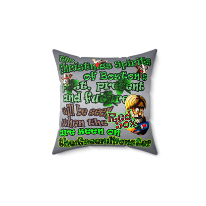 christmas spirits of boston - Spun Polyester Square Pillow - (brushed nickel)