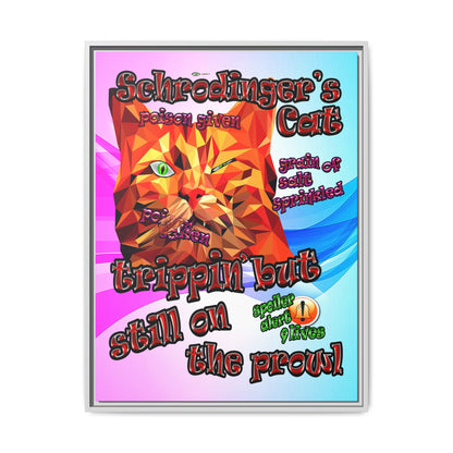 schrodinger's cat - framed canvas art (light blue-pink wave)