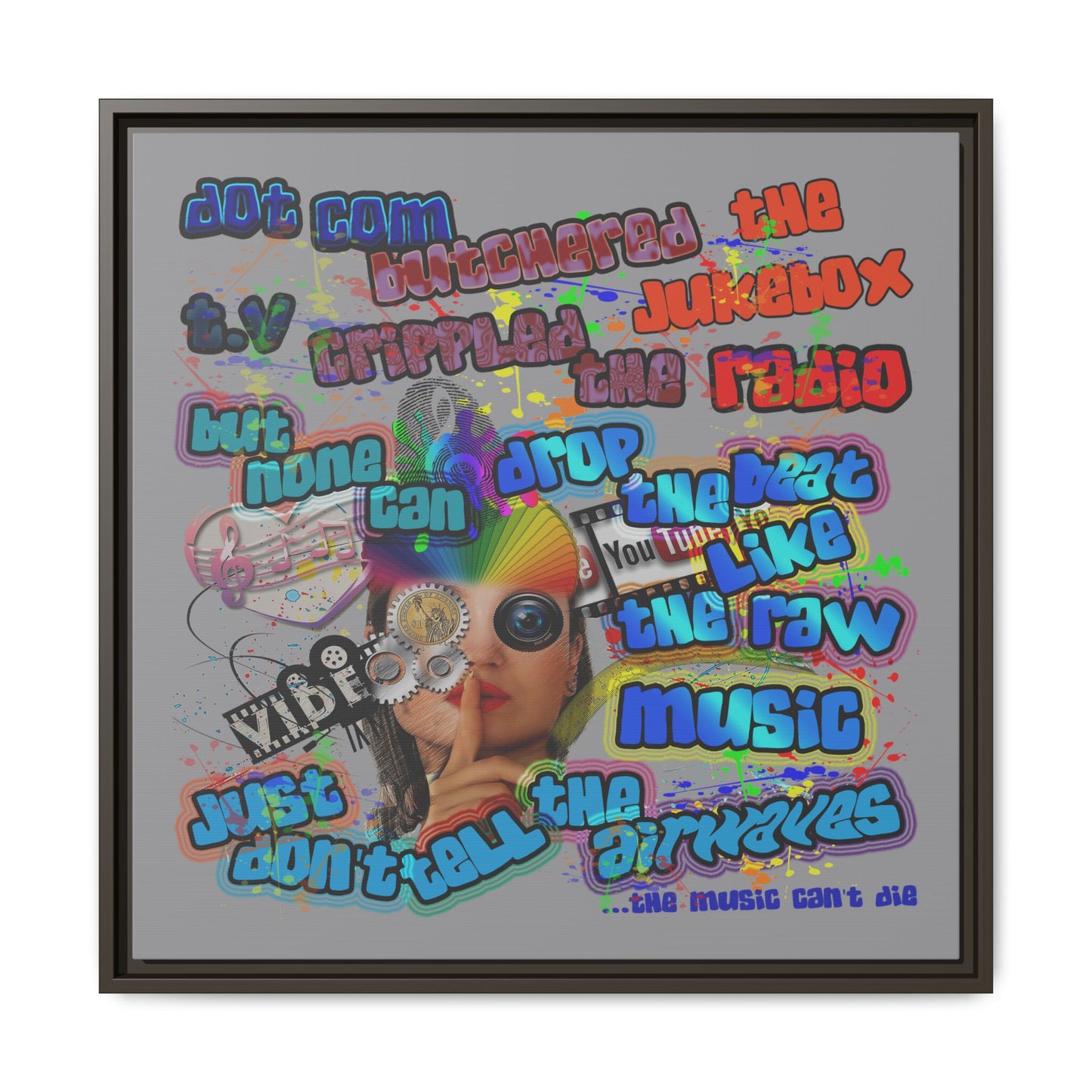 drop the beat - framed canvas art (grey)