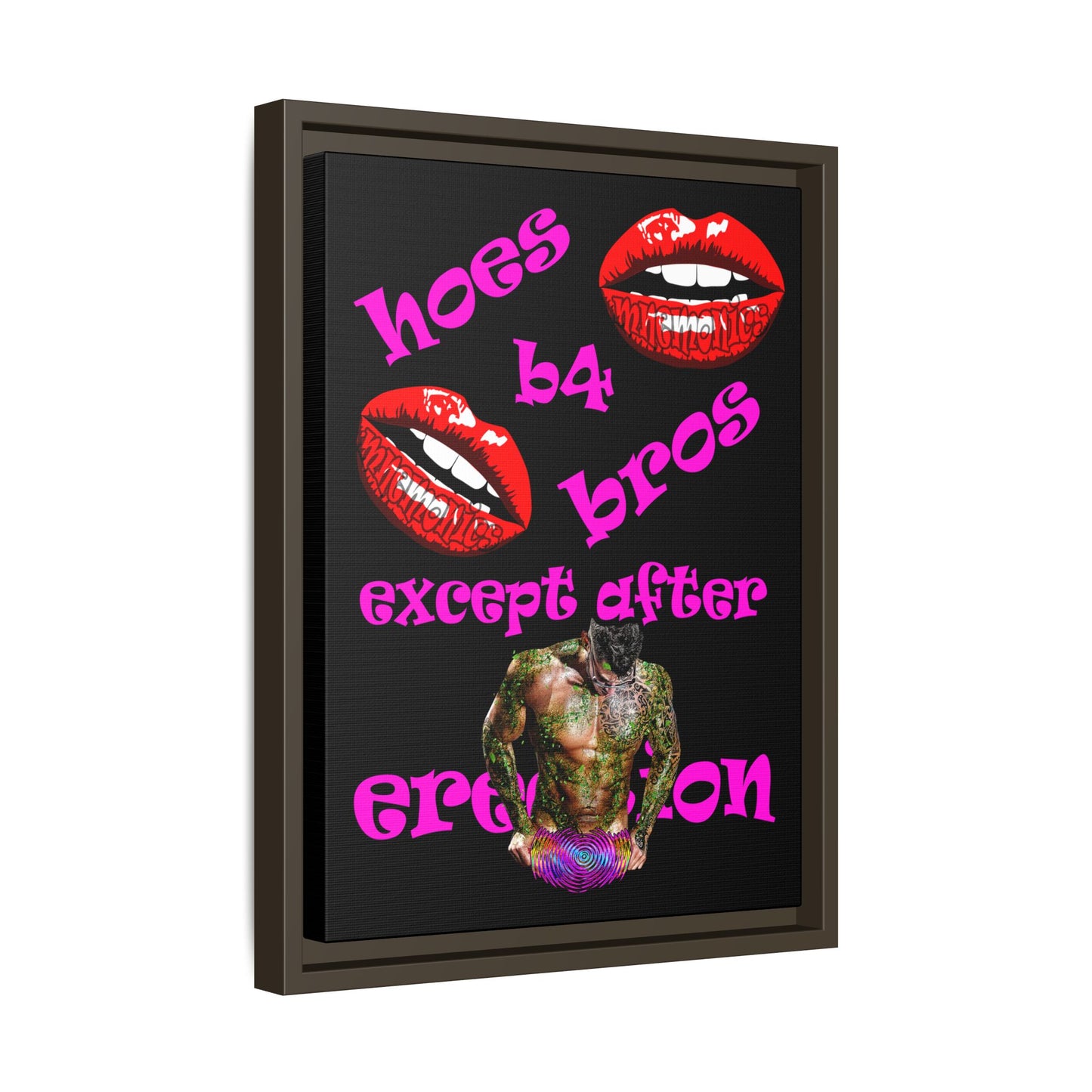 hoes b4 bros - framed canvas art (black)