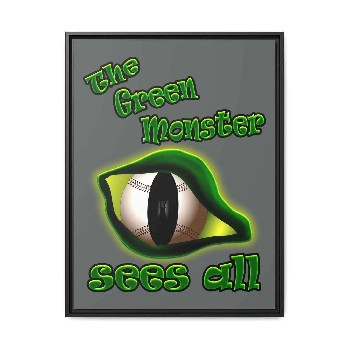green monster - framed canvas art (dark grey)