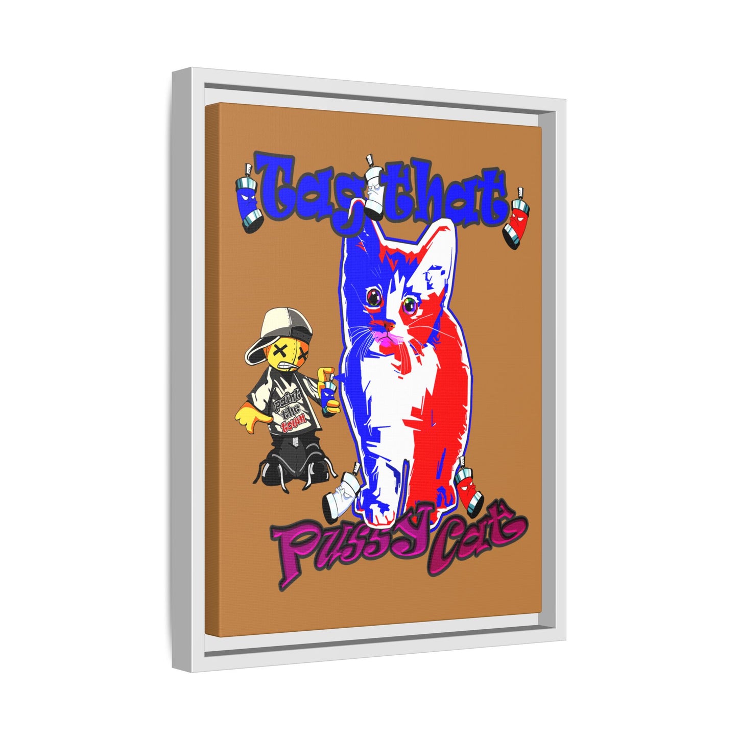 tag that - framed canvas art (light brown)