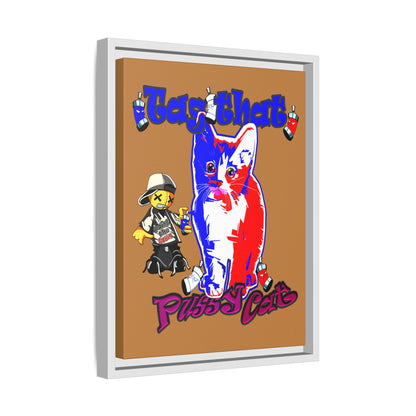 tag that - framed canvas art (light brown)