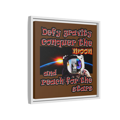 defy conquer reach - framed canvas art (brown)