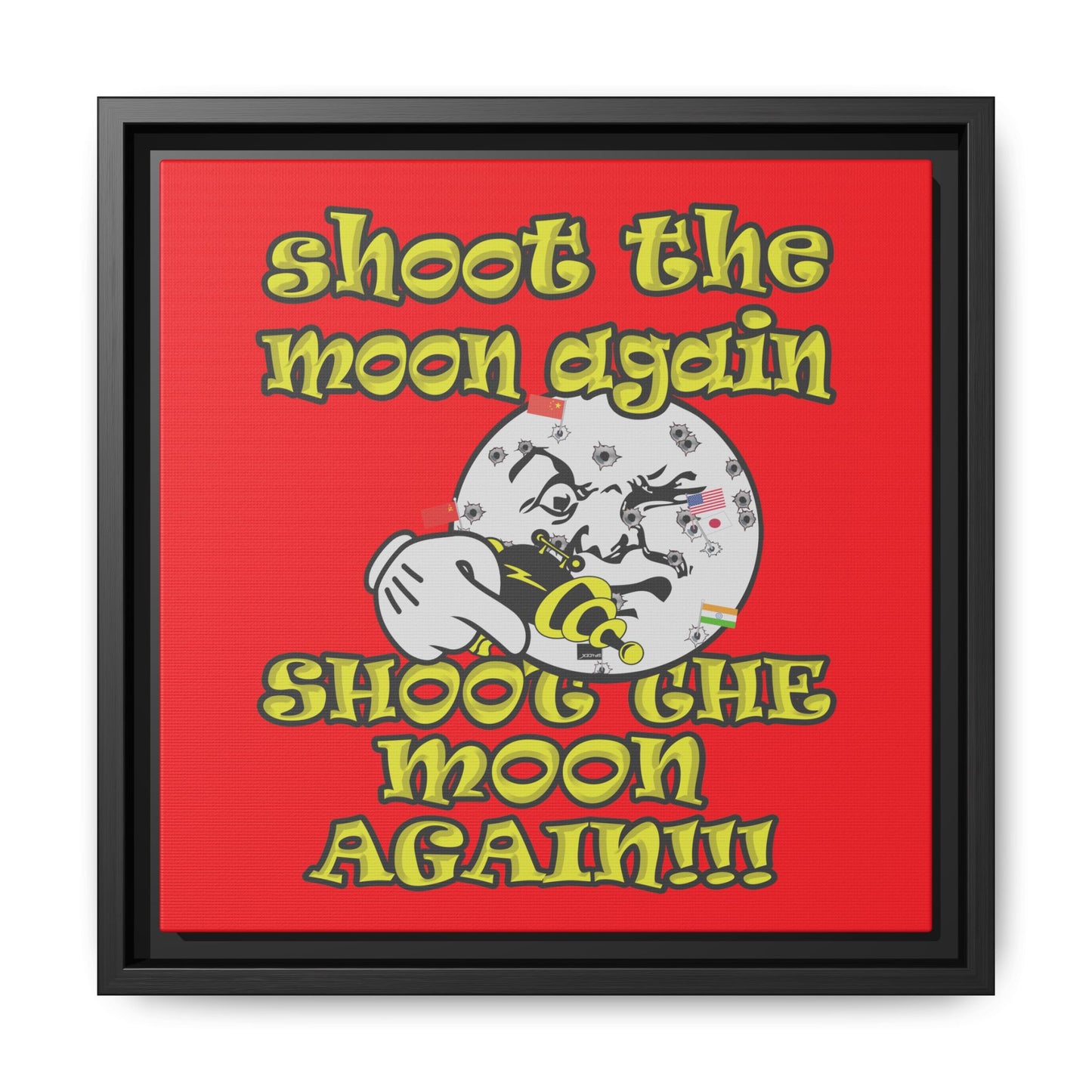 shoot the moon again - framed canvas art (red)