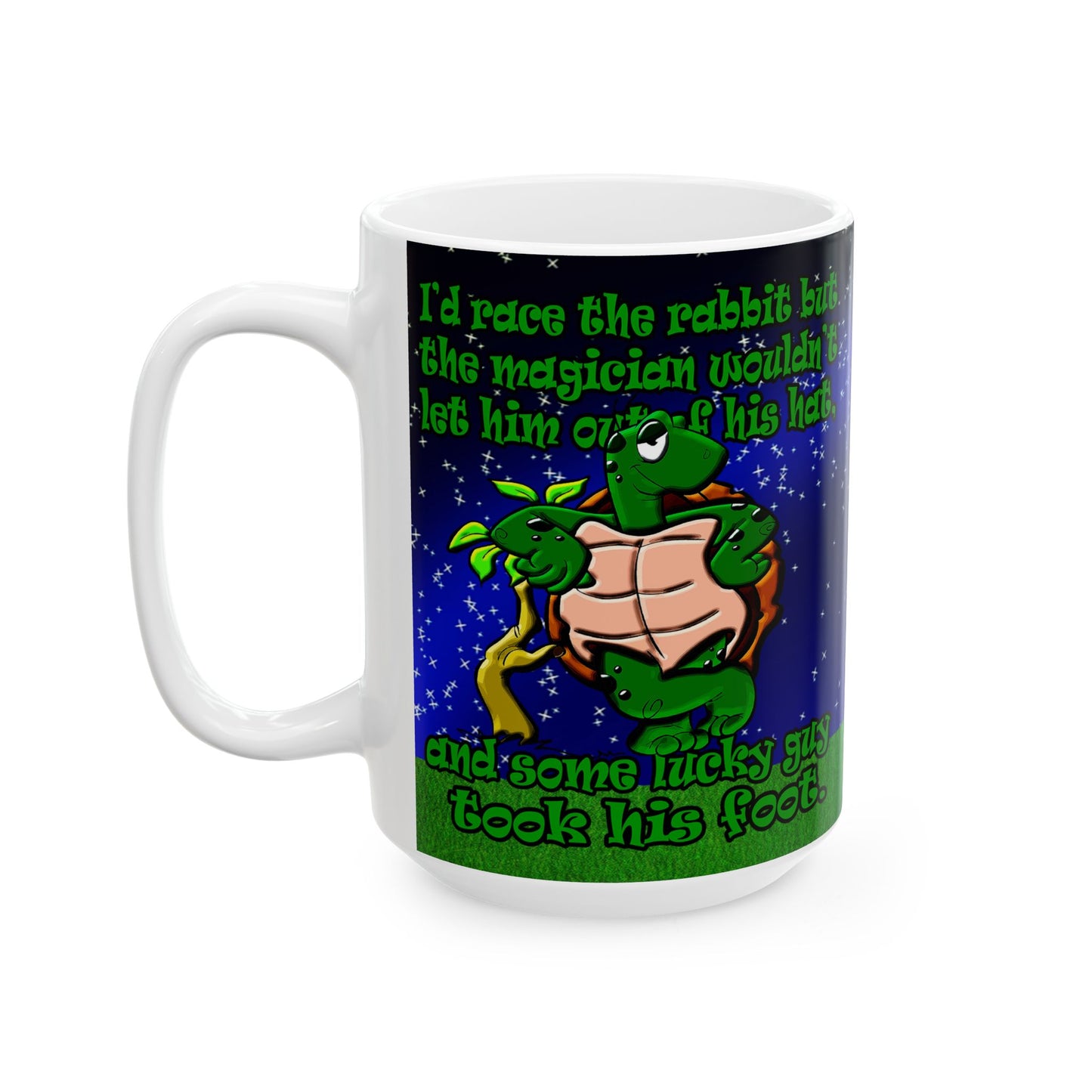 turtle race - White Mug ('snoops' background)