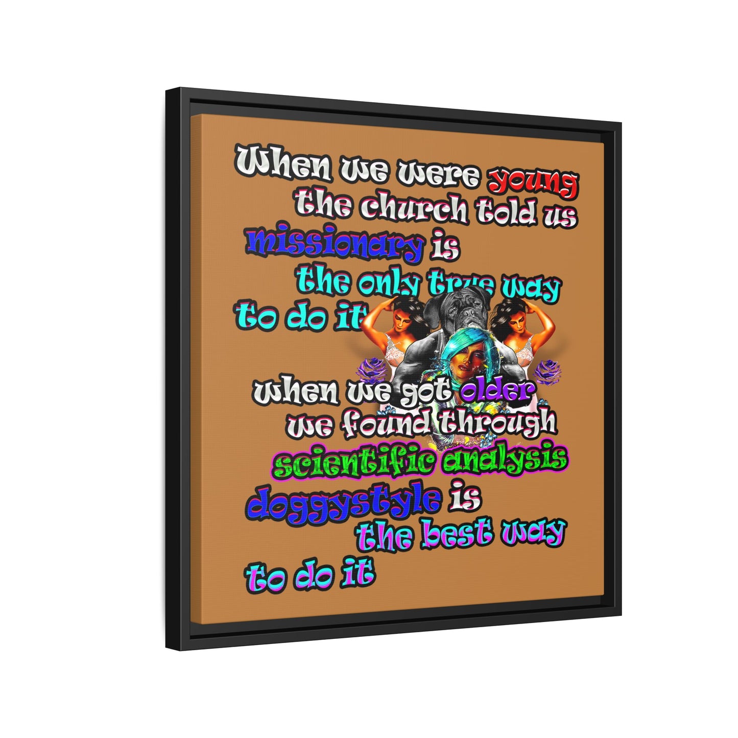 doggystyle - framed canvas art (light brown)
