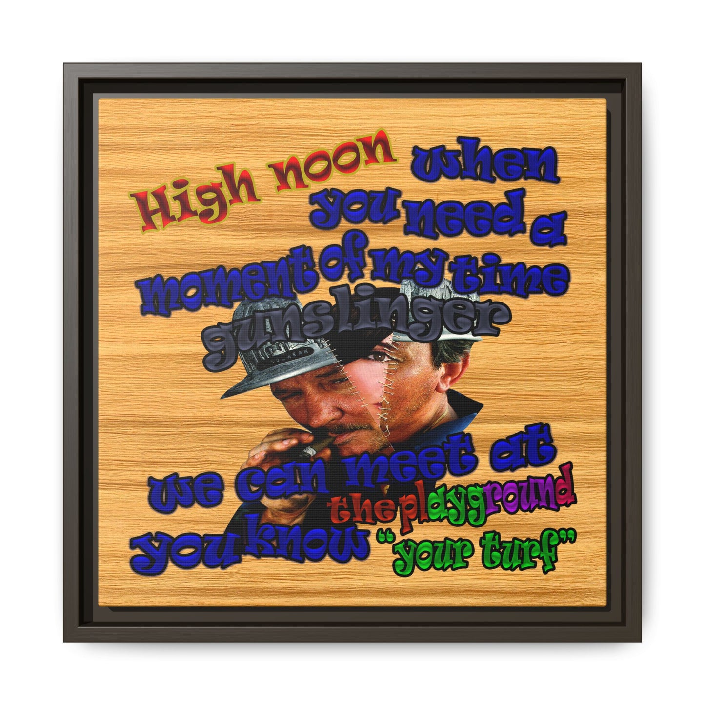 high noon - framed canvas art (butterscotch wood finish)
