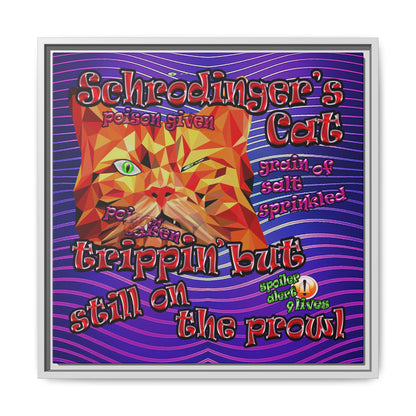 schrodinger's cat - framed canvas art (purple wave)