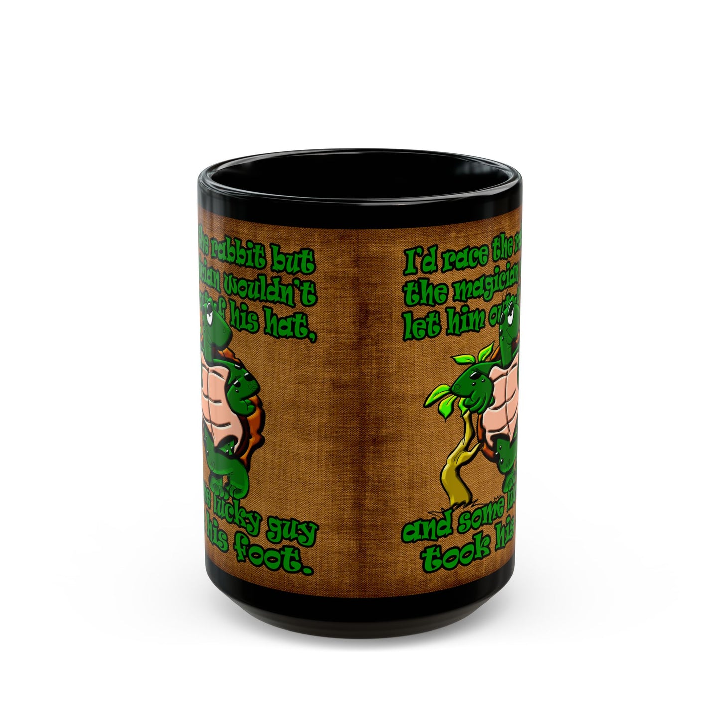 turtle race - Black Mug (brown papyrus)