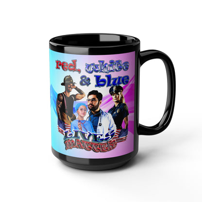 rw&b lives matter - Black Mug (light blue-pink wave)