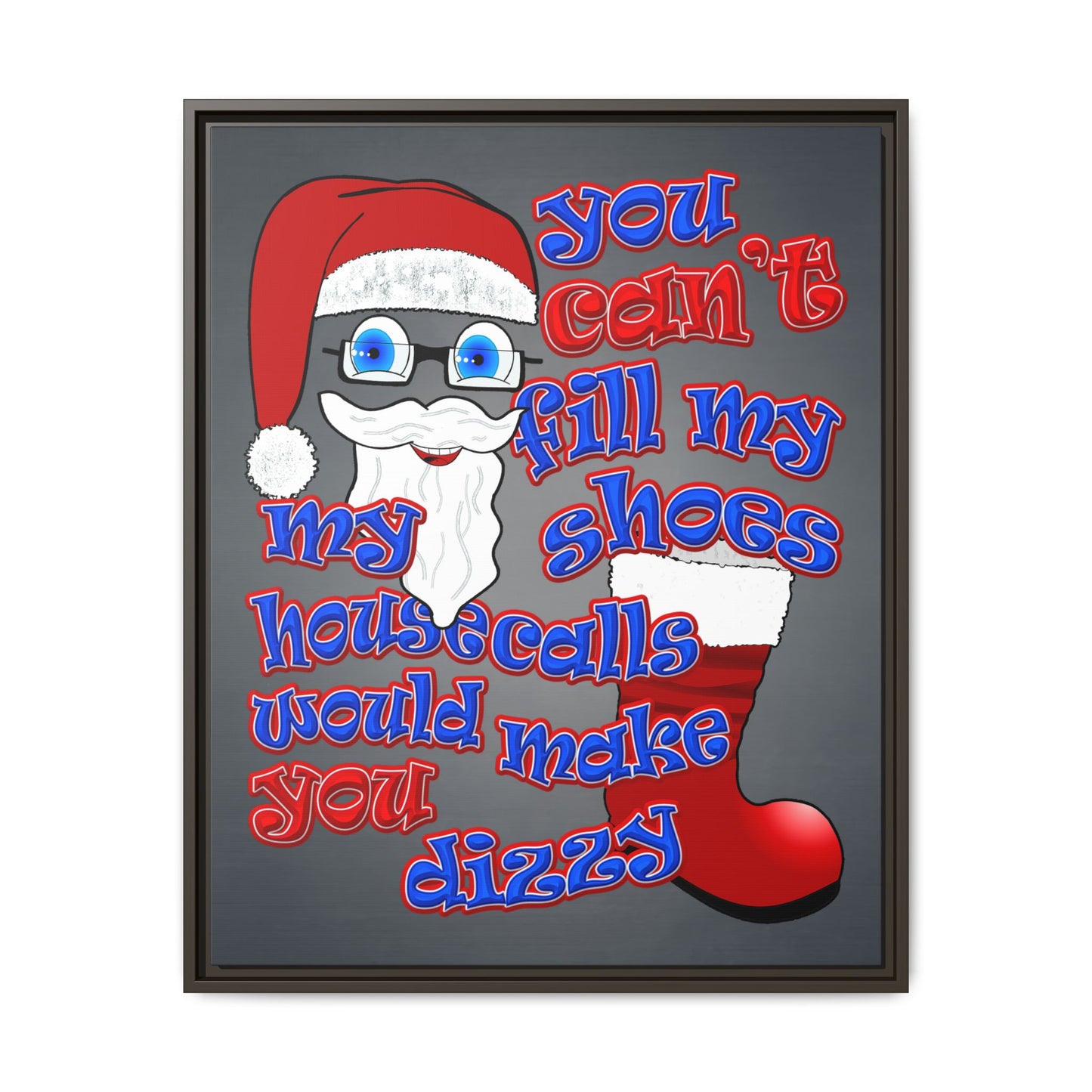 santa's shoes - framed canvas art (grey-light grey)