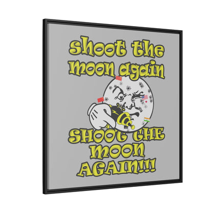 shoot the moon again - framed canvas art (light grey)
