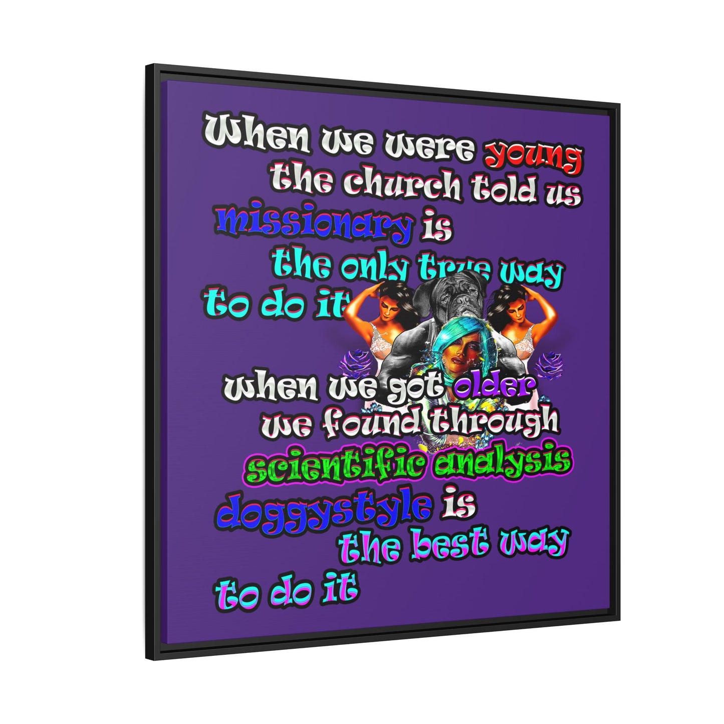 doggystyle - framed canvas art (purple)