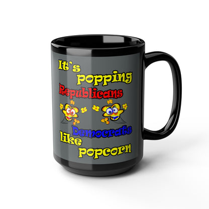 popping like popcorn - Black Mug (dark grey)