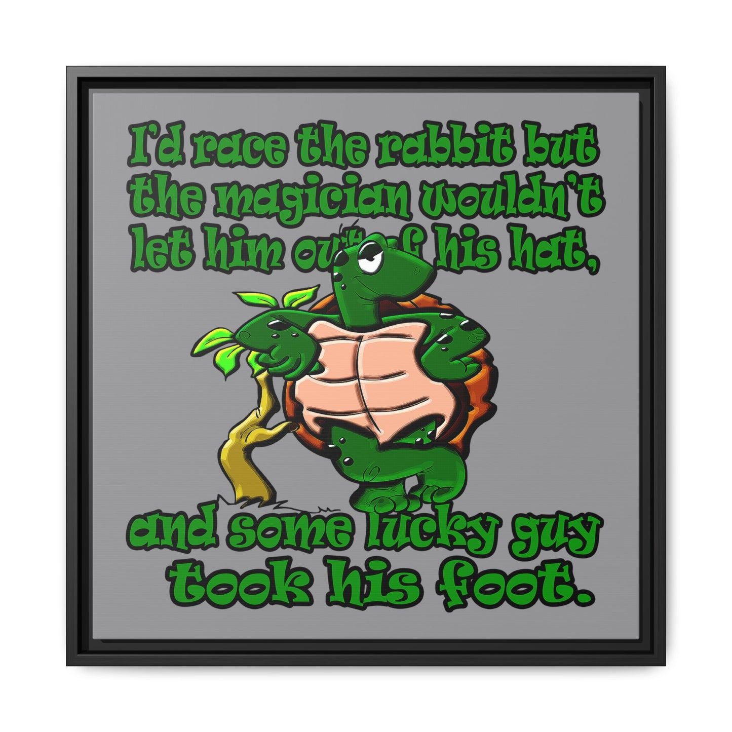 turtle race - framed canvas art (grey)