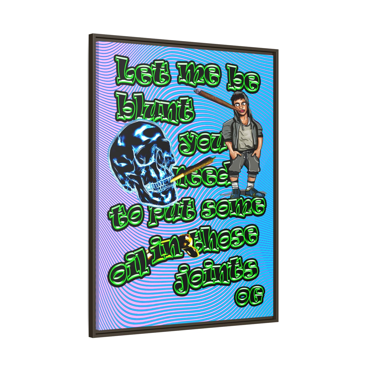 og - framed canvas art (light blue-purple wave)