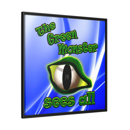 green monster - framed canvas art (blue-white wave)