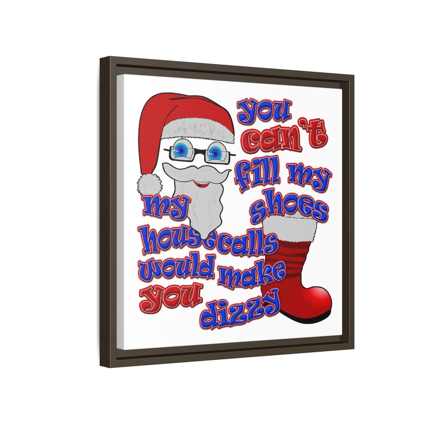 santa's shoes - framed canvas art (white)
