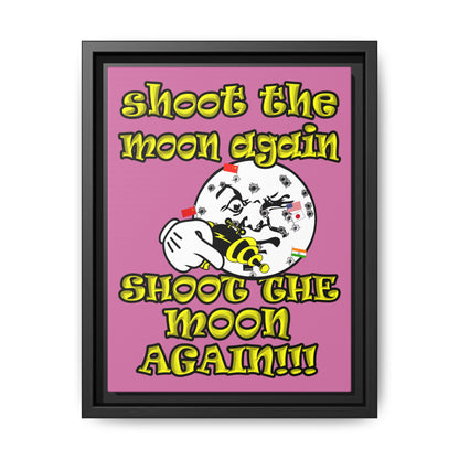 shoot the moon again - framed canvas art (light pink)